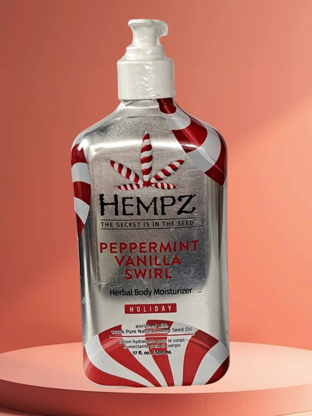 Hempz Peppermint Vanilla Swirl Herbal Body Moisturizer Holiday 17 fl oz